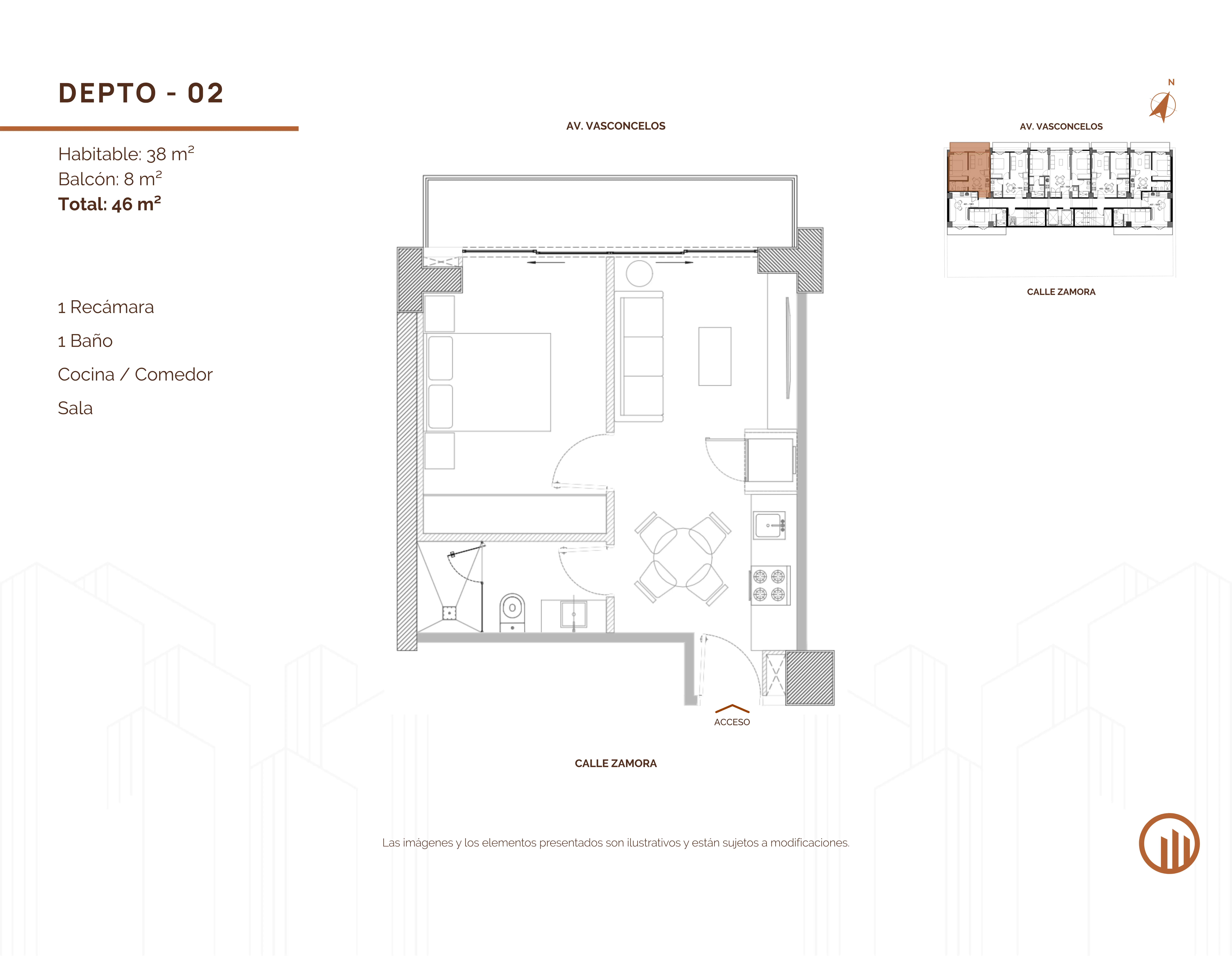 Tipología de departamento. Plano arquitectónico