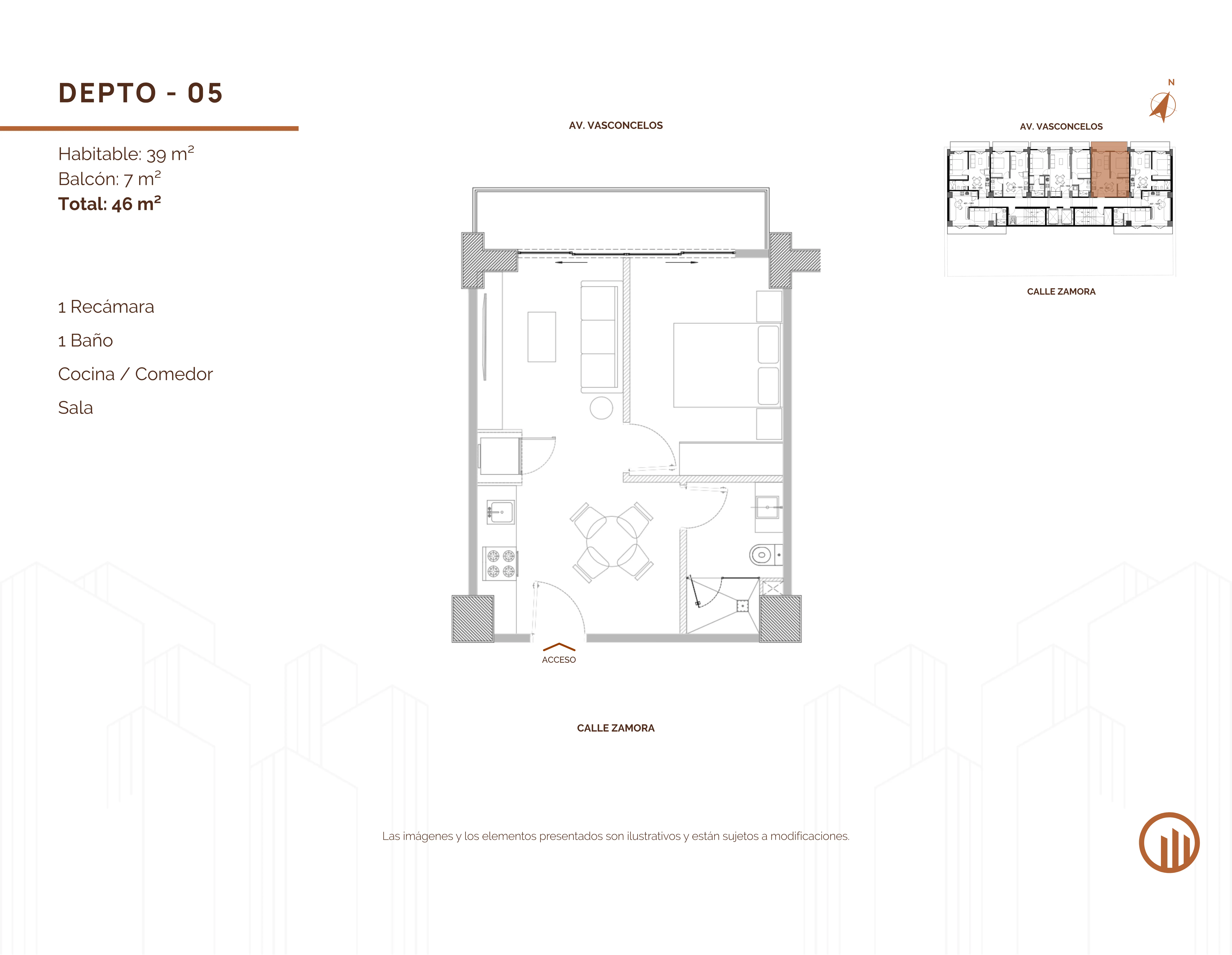 Tipología de departamento. Plano arquitectónico