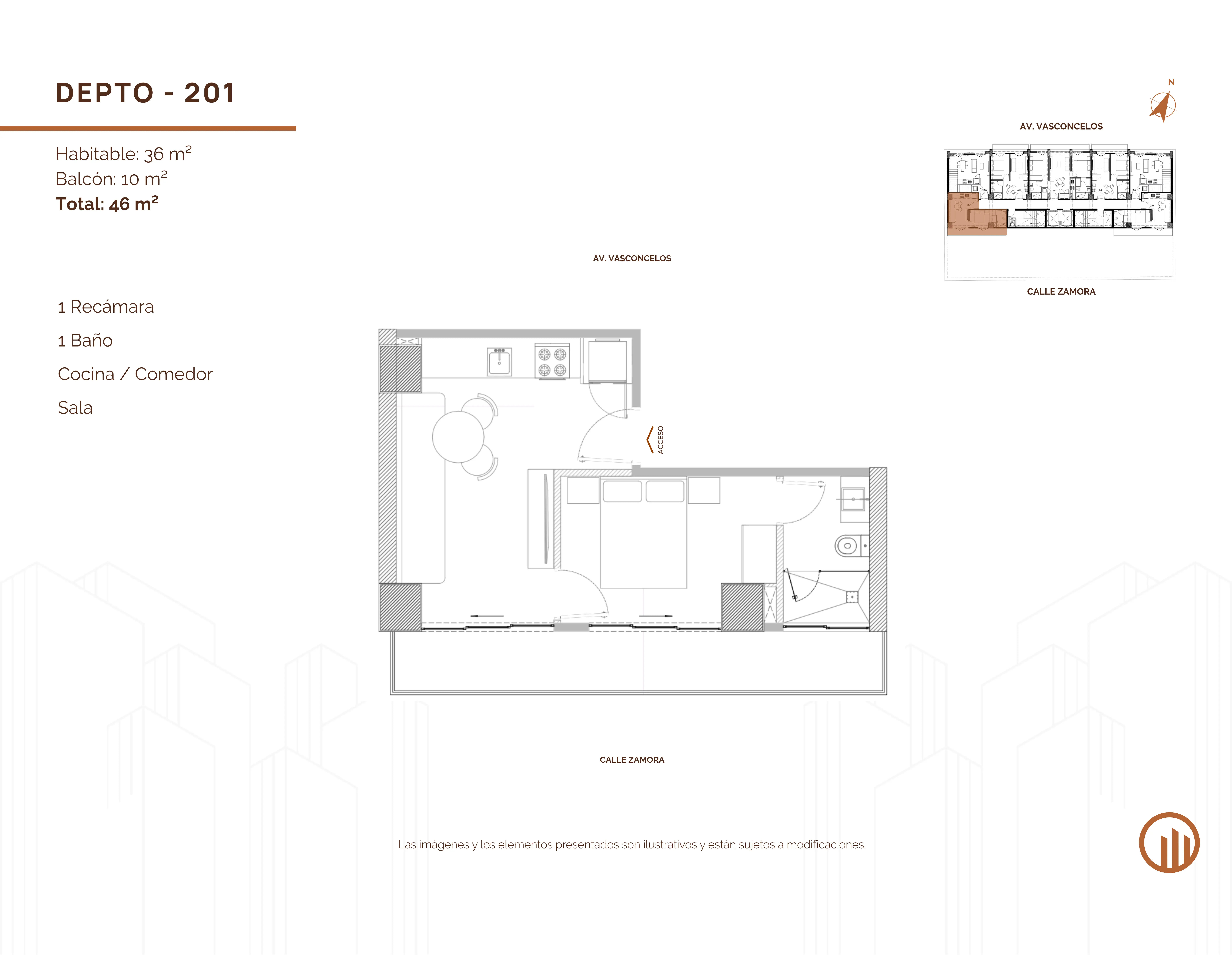 Tipología de departamento. Plano arquitectónico