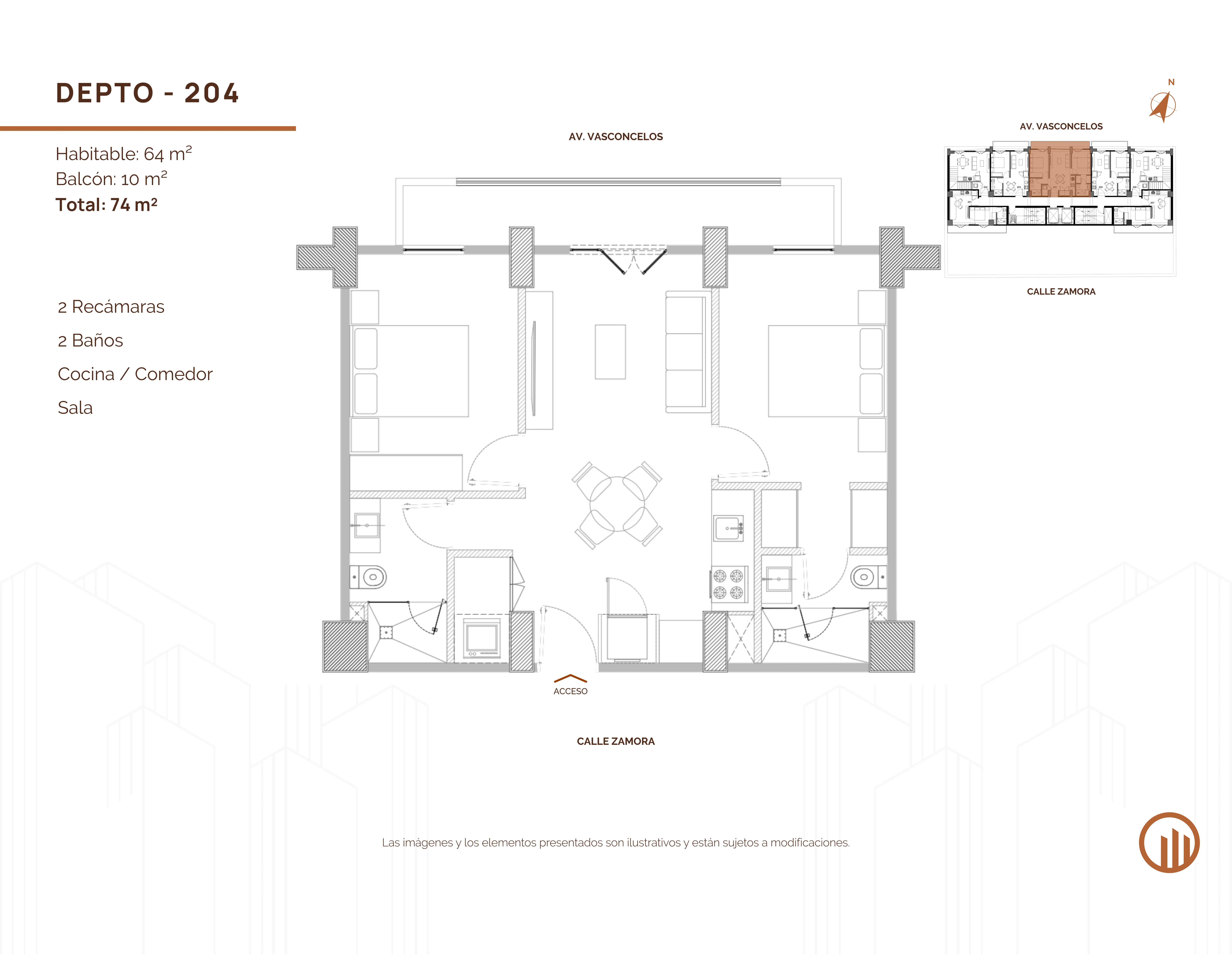 Tipología de departamento. Plano arquitectónico