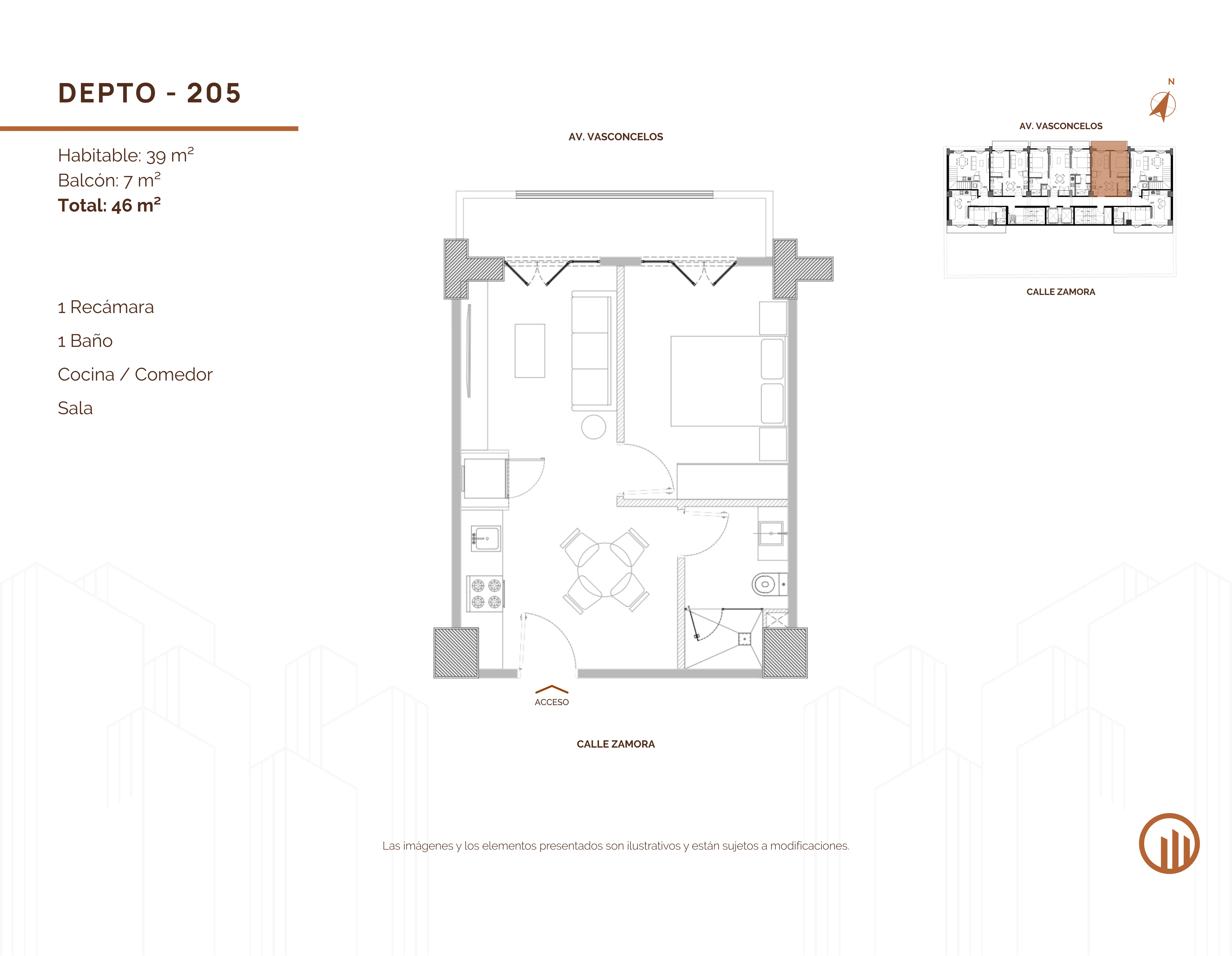 Tipología de departamento. Plano arquitectónico